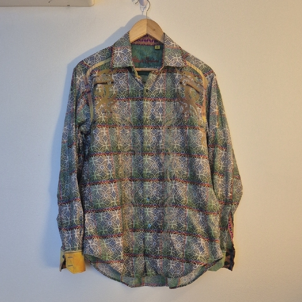 Robert Graham Limited Edition Embroidered Geometric Cotton Button Down Shirt